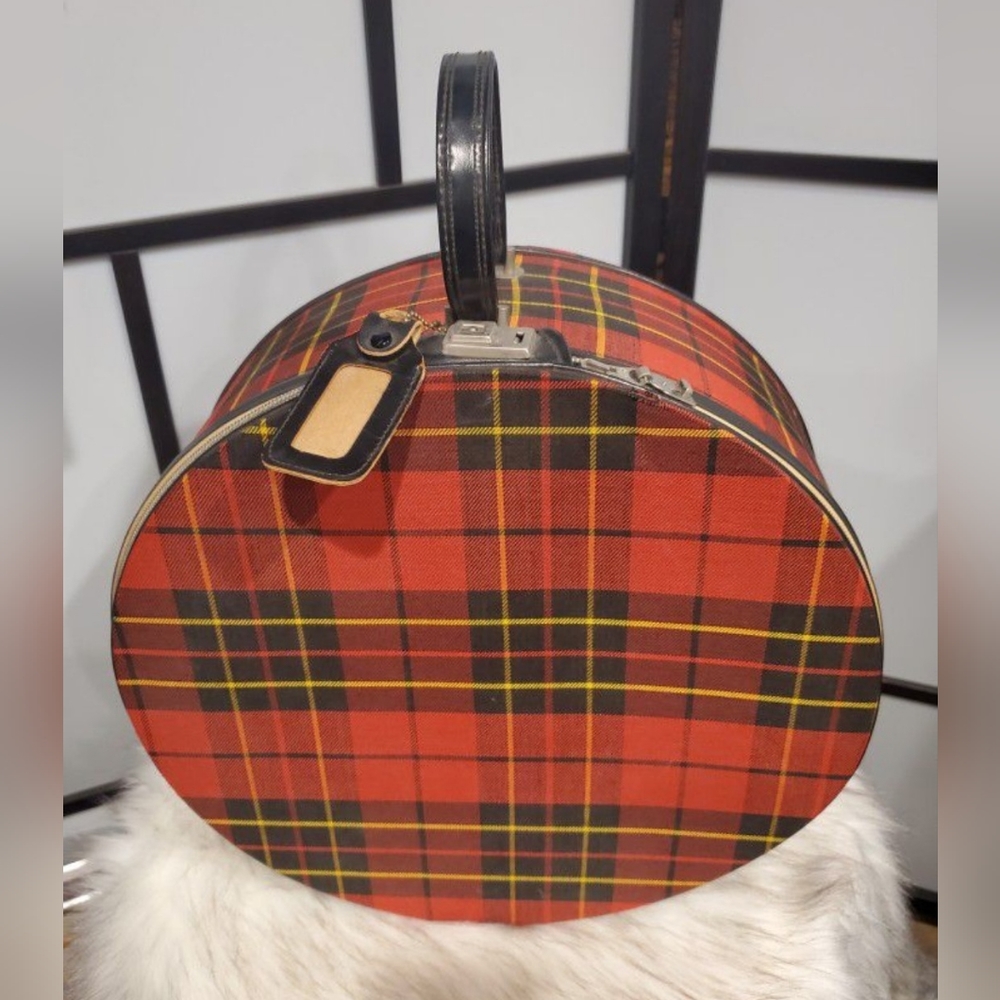 Vintage Red Plaid Zippered Luggage/Hat Box 